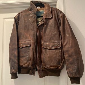 Vintage Aeropostale leather bomber jacket flight 1980s Made In Taiwan ROC Sz 38